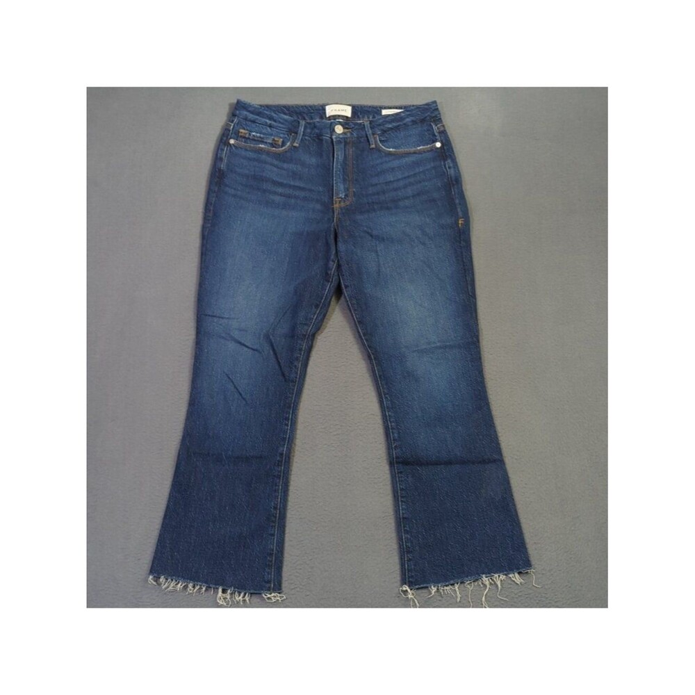 Frame Jeans Women's 30 Blue Le Crop Mini Boot Hallam Stretch Denim